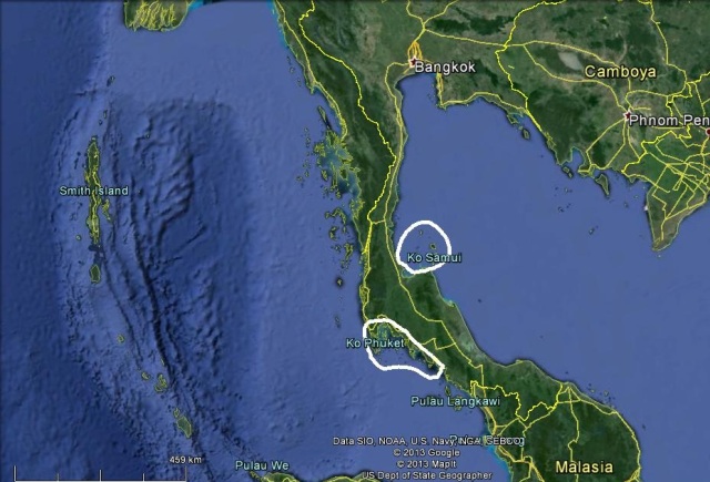 Las principales playas tailandesas (Click para agrandar)